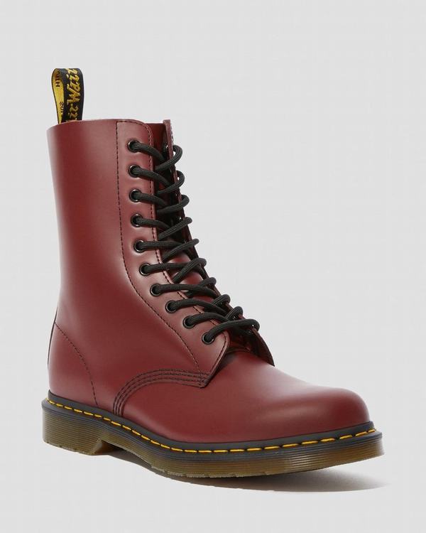 Dr Martens Dámské Kotníkové Boty 1490 Smooth Červené, CZ-659781